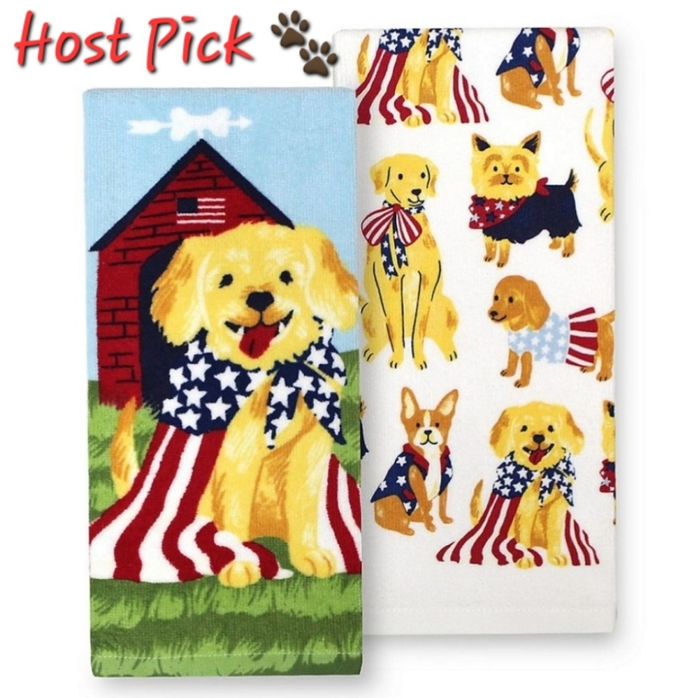 👀50% OFF - NWT‼️ Celebrate Americana Together brand Dog Themed Kitchen Towels